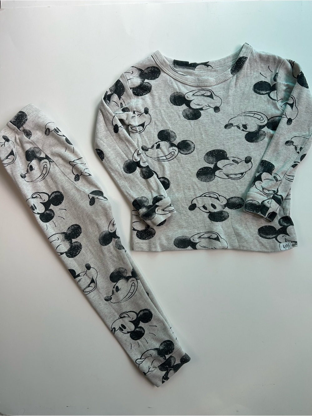 Gap + Disney Kids Grey Mickey Face Pajama Set